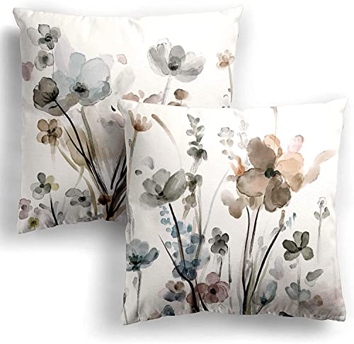 Flower Throw Pillow Covers 20x20 Set of 2, Cozy Flowers Pillow Cushion Cases, Modern Decorative Square Pillowcases for Sofa Couch Bedroom Living Room Car Seat - color: Flower, size: 20" x 20" (Pack of 2)