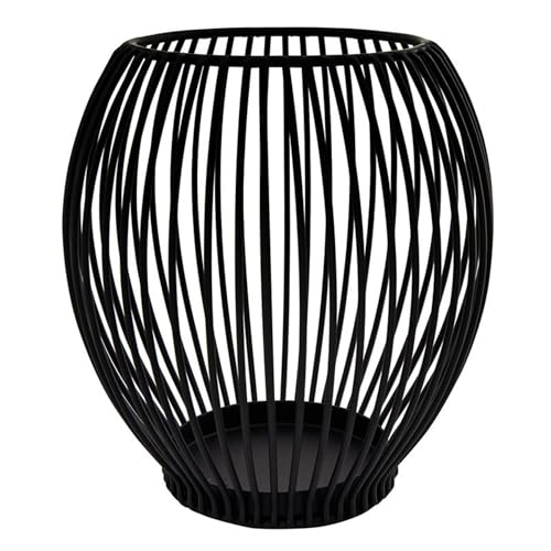47th & Main Modern Pillar Candle Holder Lantern Votive Luminous Metal Wire Candleholder, 6.5" Dia x 7" H, Black - size: 6.5" Dia x 7" H