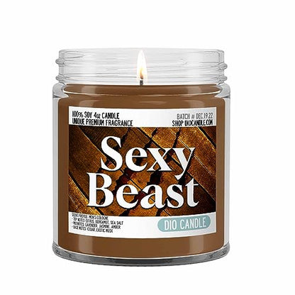Sexy Beast Scented Candle - Smells Like Men's Cologne - 100% Naturally Vegan Soy and Premium Fragrance | Great Gift | Handmade in Denver, Colorado (4oz Glass Jar) - size: 4oz Glass Jar