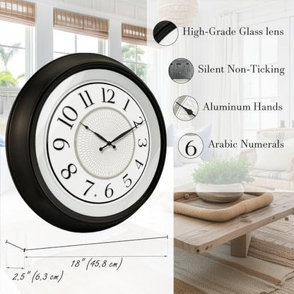 18" Galaxy Large Illuminated Atomic Analog Wall Clock | Battery Operated, Night Light Wall Clock with Smart Sensor, Accurate & Easy to Read for Living Room, Kitchen & Home Office - color: Oil Rubbed Bronze
