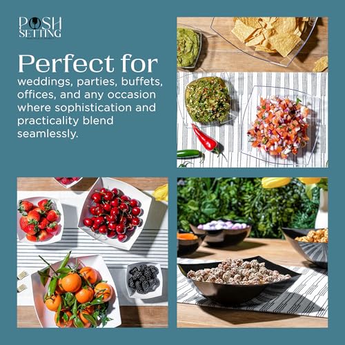 4 Pack Disposable Clear Plastic Party Bowls, Square Serving Bowls 8oz | Square Design. Disposable Party Tableware. Salad, Fruit & Candy Use. Candy Buffet Containers. Clear Plastic. - color: Clear, size: 8 OUNCE