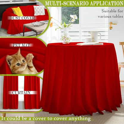 BYDOLL Table Cloth 70 Inch Round Tablecloth Fits Max60 Inch Diameter Table Top,Red Polyester Washable Wrinkle-Free Spillproof Tablecloth for Party Patio Cover - color: Red, size: 70" x 70" (Round-Fits Tables 46''-58'')