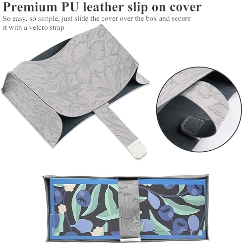 Leather Cover for Disposable Paper Hand Towel Box, Compatible with Kleenex Paper Hand Towel(1-Carved Grey) - color: 1-carved Grey