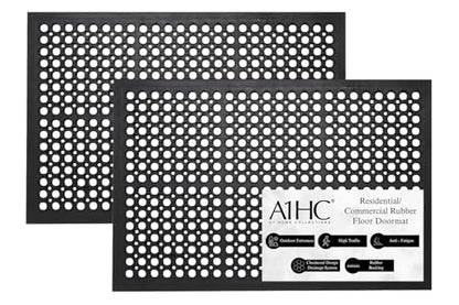 A1 Home Collections Anti Fatigue Mat, 0.6" Thick Heavy Duty Rubber Floor Mat with Drainage Holes - Non-Slip Kitchen, Bar & Restaurant Mat, 24x36 in (2 Pack) - size: 2 Pack - 36"L x 24"W x 0.6"Th