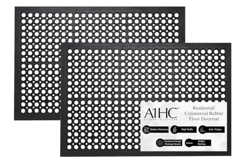 A1 Home Collections Anti Fatigue Mat, 0.6" Thick Heavy Duty Rubber Floor Mat with Drainage Holes - Non-Slip Kitchen, Bar & Restaurant Mat, 32x47 in (2 Pack) - size: 2 Pack - 47"L x 32"W x 0.6"Th