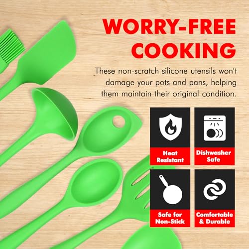 Chef Craft Premium Silicone Kitchen Tool and Utensil Set, 7 Piece, Green - color: Green, size: 7 Piece Set
