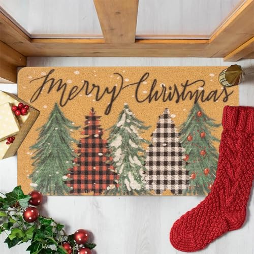 Christmas-Welcome-Doormat-Outdoor-Entrance-Non-Slip-Winter-Welcome-Door-Mat - color: Xmas Trees, size: 1'5" x 2'5" (Rectangular)
