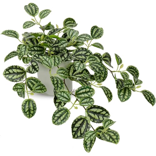 GnFlus Fake Plant, Silk Faux Pothos Ivy Pink Plant Indoor Green | Ceramic Pot Included, Realistic Silk Fake Plants Indoor, Artificial Plants for Hanging, Lush Trailing Fake Pothos - color: Green-ceramic Pot