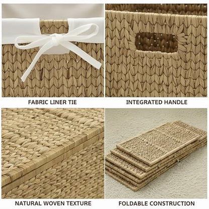 30 in Wicker Storage Trunk with Lid, Removable Liner, Natural | Handwoven Organizer with Metal Hinges That Doubles as a Toy Chest and Large Blanket Keeper