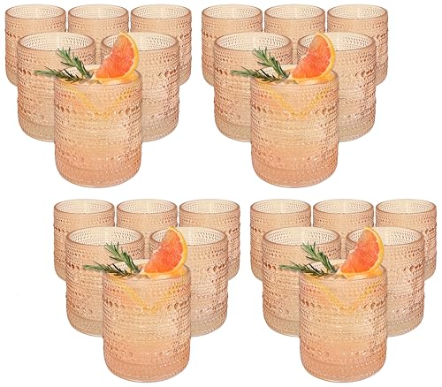Kate Aspen Rose Gold Cups Pink Hobnail Beaded Drinking Glasses Set of 6-10 oz Vintage Glassware Cocktail Glass Set, Juice Glass, Water Cups, Makes A Great Hostess Gift (Pack of 4) - color: Rose Gold, size: Beaded 10 oz. (Pack of 4)
