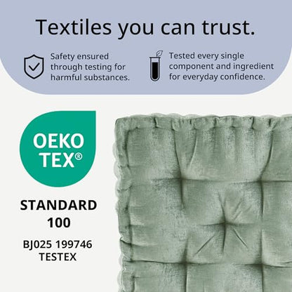 Intelligent Design Floor Pillow Meditation Cushion, 20x20 Desert Sage | Sitting for Adults Yoga, Shredded Foam Filled, Chenille Tufted Cover, Handsewn Scalloped Edge, OEKO-TEX Certified - color: Desert Sage