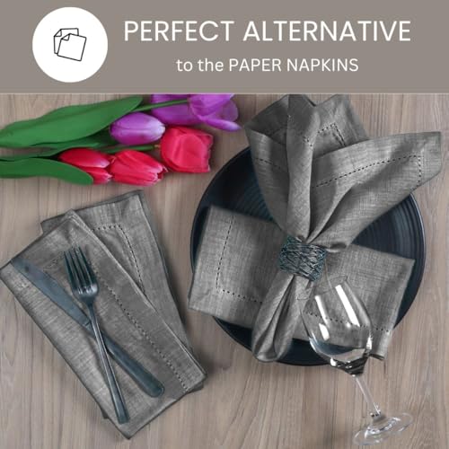Cloth Dinner Napkins 100% Cotton Set of 6 - Soft Durable Washable - Ideal for Farmhouse Parties Wedding Christmas Easter - Perfect Everyday Use Table Cloth Napkins 18x18 Grey - color: Gray