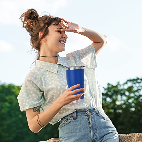 DOMICARE 20oz Tumbler with Lid Stainless Steel Tumblers Bulk, Double Wall Vacuum Insulated Coffee Travel Mug Powder Coated Tumbler, 1 Count (Pack of 1) Dark Blue - color: Dark Blue, size: 1 count