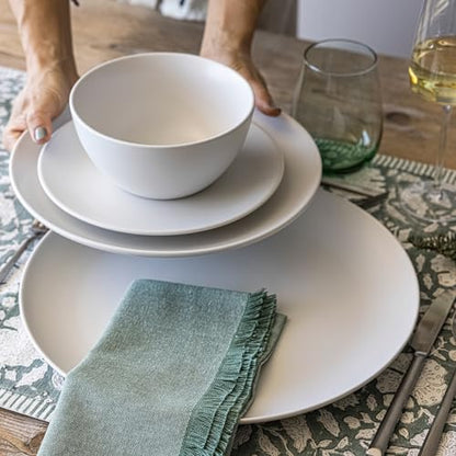 over&back Coupe Stoneware Serving Platter - Elegant 1-Piece Round Serving Platter to Complete Your Kitchen Set - 13.1" x 13.1" - Semi-Matte White - color: White, size: Round Platter