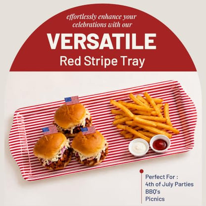 Red Stripe Melamine Cookie Tray Lightweight Platter for Desserts & Snacks | By Sprinkles & Confetti BPA-Free Break-Resistant 4th of July Parties BBQs Picnics Entertaining Food Displays Kitchen - color: Red Stripe