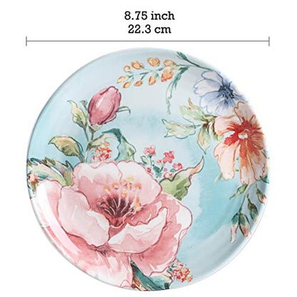 Bico Margret's Garden Salad Plates Set of 4, 8.75 Inch Ceramic Dessert Plates for Salad, Appetizer, Side Dishes, Microwave and Dishwasher Safe, Gift for Housewarming and Thanksgiving - color: Margret's Garden
