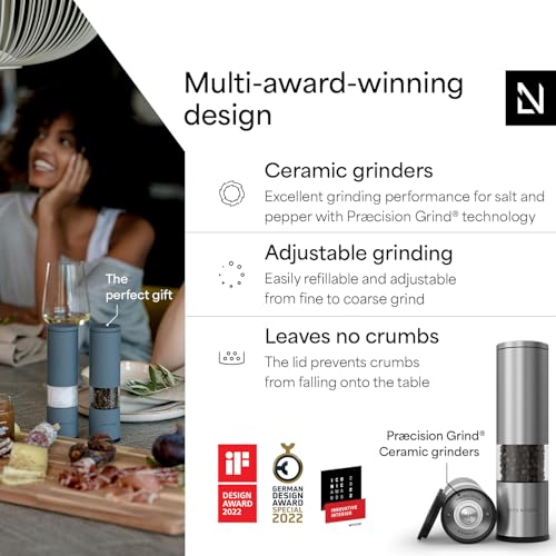 LARS NYSØM Salt and Pepper Grinder Set Manual, Stainless Steel Salt and Pepper Mills with Adjustable Ceramic Grinder I Design Spice Shakers (Stainless Steel) - color: Stainless Steel, size: Set of two manual grinders