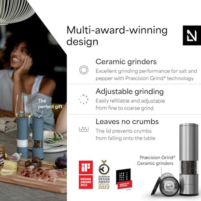 LARS NYSØM Salt and Pepper Grinder Set Manual, Stainless Steel Salt and Pepper Mills with Adjustable Ceramic Grinder I Design Spice Shakers (Stainless Steel) - color: Stainless Steel, size: Set of two manual grinders