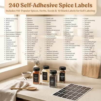 Square Glass Spice Jars (24 x 4oz) with Black Lids + Magnetic Spice Rack for Refrigerator (Fits 12 Jars) + Bonus Slim Auxiliary Rack, 240 Labels, Shaker Inserts, Funnel - color: Black Stainless Steel Lid + Magnetic Rack