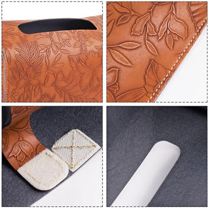Leather Cover for Disposable Paper Hand Towel Box, Compatible with Kleenex Paper Hand Towel(1-Carved Brown) - color: 1-carved Brown