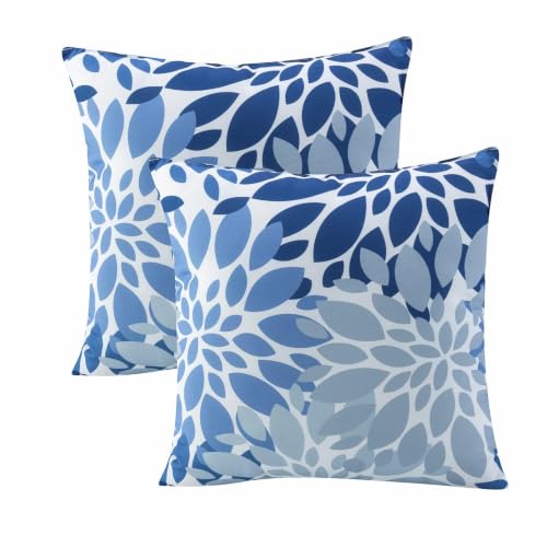 Outdoor Pillows Waterproof 18×18 Inch Decorative Throw Pillows with Inserts | Set of 2 Fade Resistant Outdoor Square Patio Pillows for Coach Couch Sofa Patio Furniture - color: Blue Spark