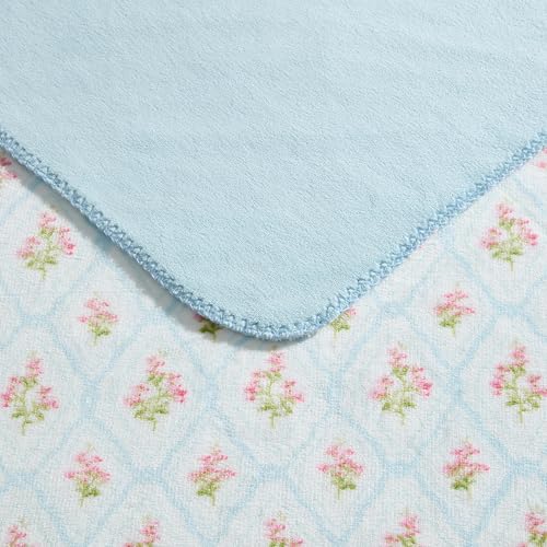 Laura Ashley - Plush Throw Blanket, 50x70, Soft and Warm with a Lightweight Feel, Reversible Trellis Floral Design, Pinfords Trellis Blue - color: Pinford Trellis Blue