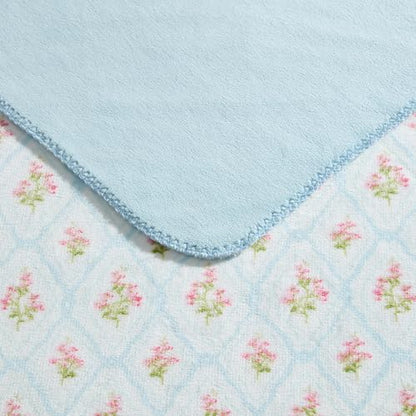 Laura Ashley - Plush Throw Blanket, 50x70, Soft and Warm with a Lightweight Feel, Reversible Trellis Floral Design, Pinfords Trellis Blue - color: Pinford Trellis Blue