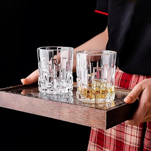 Whiskey Glasses Gift Box - Set of 2 Whiskey Rocks Glasses with 8 Chilling Stones - Perfect Scotch Glass for Father's Day, Men, Bourbon Lovers & Retirement Gifts in a Luxurious Wooden Box