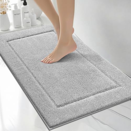 Extra Soft Bathroom Rug 20" x 30", Bath Mat, Throw Rug for Kitchen | Non Slip, Absorbent and Quick Drying, Absorbent, Washable Rug for Bathtub, sink, Shower, Bedroom, Laundry, Floor - color: Light Grey, size: 20" x 30"