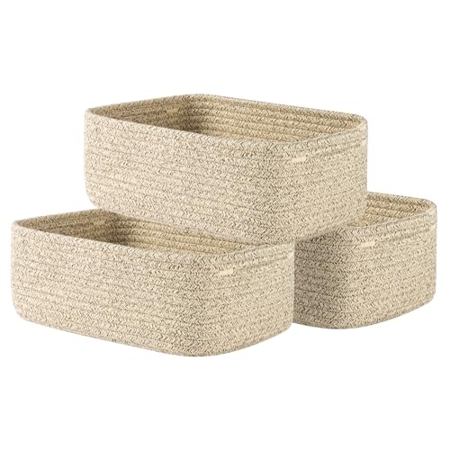 KALLAX Small Woven Storage Basket for Organizing, 12 x 8 x 4.5 inch, 3 Pack | Shelf baskets for closet organization, toy storage and home decor, Perfect as empty gift baskets for holidays, Mixed Brown - color: Mixed Brown, size: 12"L x 8"W x 4.5"H