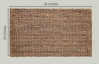Croft&Cane Handspun Jute Area Rug – Natural Reversible 24x36 inch Rug | Premium Handwoven Chunky Textured Tan Beige Neutral Accent Carpet for Rustic Farmhouse Décor, Entryway, Bedroom, Family Room - size: 2' x 3' (Rectangular)