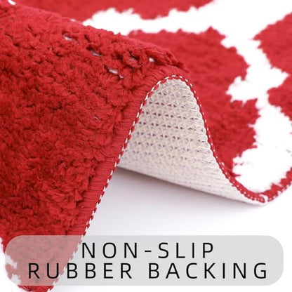 Red Bath Rug Mat Soft,Nonslip Floor Doormat,20"x32" | Small Area Rug,Rubber Backed,microfiber,Absorbent,Machine Washable,Bathroom,Entryway,Kitchen,Hallway - color: Red3