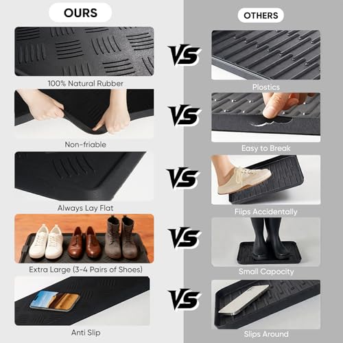 Rubber Boot Tray, Shoe Tray for Entryway, Multipurpose Boot Mat, Shoe Mat Indoor and Outdoor, 16x27.5,Black - size: 16" x 27.5"