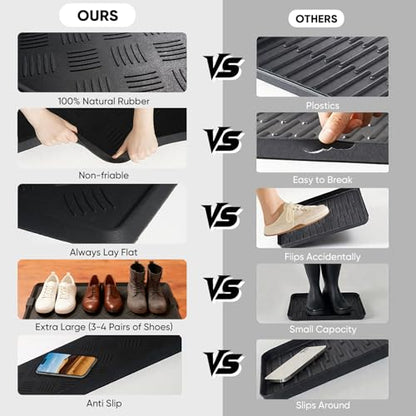Rubber Boot Tray, Shoe Tray for Entryway, Multipurpose Boot Mat, Shoe Mat Indoor and Outdoor, 16x47, Black - size: 16" x 47"