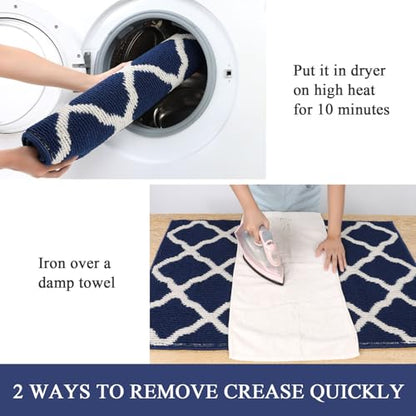 SHACOS Kitchen Runner Rugs 2x6 ft Washable Rug Runner Dirt Trapping Non Slip Rubber Backing Hallway Entryway Runners Laundry Room Floor Carpet Mats, Navy Blue - color: Navy Blue, size: 2' x 6'