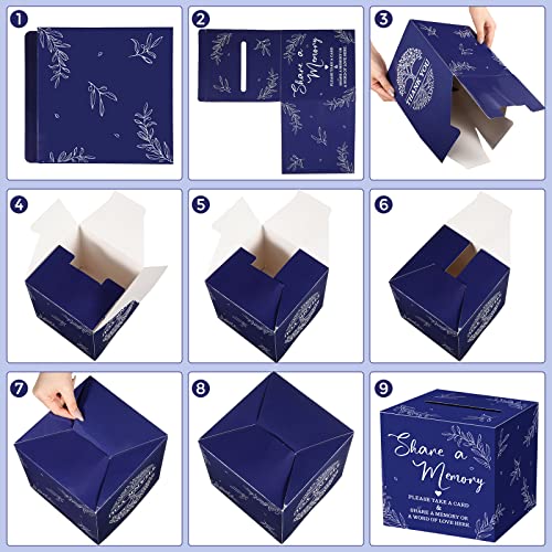 Pajean 50 Share a Memory Cards for Celebration of Life,Dark Blue,Trendy - color: Dark Blue, style: Trendy