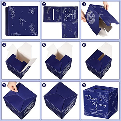Pajean 50 Share a Memory Cards for Celebration of Life,Dark Blue,Trendy - color: Dark Blue, style: Trendy