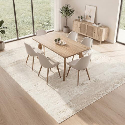 8x10 Neutral Washable Area Rugs for Living Room,Bedroom,Dining Room- Beige | Ultra Soft Low Pile Faux Wool,Non-Slip & Non-Shedding,Fade Resistant,Large Modern Abstract Carpet for Nursery Home Office - color: Light Brown-light Yellow-beige Brown-white, siz