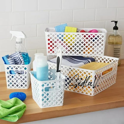 SEDLAV 8-Piece Decorative Basket Set in White - Stylish Storage Solution for Home Organization