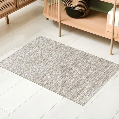 100% Cotton Area Rug, Natural, 2x3 Ft | Hand Woven, Non-slip Rustic Farmhouse Bohemian Accent Rug for Living Room, Bedroom, Kitchen Or Entryway Floors - color: Natural, size: 2'x3'