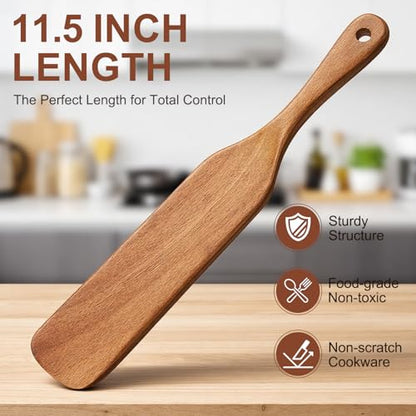 2 Pcs Wooden Spurtle for Sourdough Starter Acacia Wood Thin Spatula Scraper | Mixing Tool Sour Dough Whisk Mixer Warmer Bread Accessories Jar Spatula Sourdough Scraper Stirrer Skinny Spatula Spurtle - color: 2 PCS SPURTLE