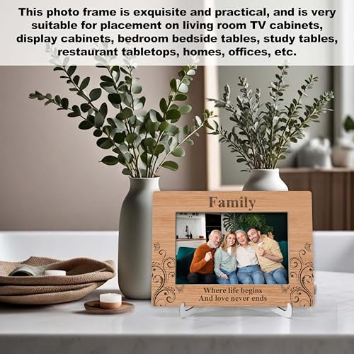 YSTEP Family Where Life Begins And Love Never Ends Picture Frame, Family Photo Frame, Fathers Day, Mothers Day Gifts, Wood 4x6 Picture Frame for Desk Display-B17 - style: Style 4