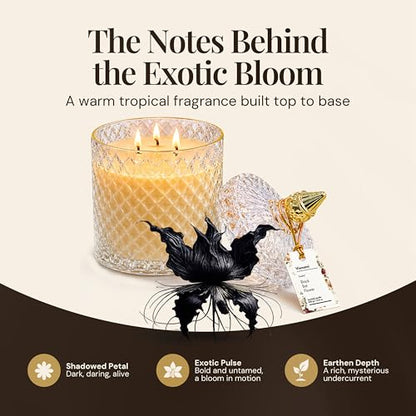 VIONAMI Black Bat Rare Flower Fragrance Luxury Scented Candle Gift | Decorative Soy Candles Birthday Gifts for Women, Elegant Glass Jar, 14.8oz, 80Hr Long Lasting Burn, Luxury Candles for Women