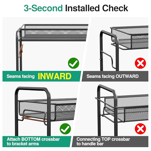 Spice Rack Organizer for Countertop,Xpatee 2-Tier Foldable Metal Rust-Proof Standing Large Seasoning Storage Shelf with Guardrail and Mesh Design for Kitchen Cabinet Bathroom Living Room Pantry, Black - size: Black-1 pack