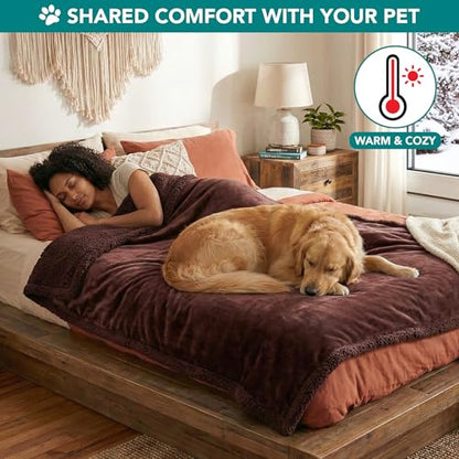 PetAmi Dog Blanket Small Medium Pet Cat Puppy Kitten, 40x29, Solid Brown | 460 GSM, Soft Sherpa Fleece Throw, Reversible Plush Couch Cover Protector Crate Carrier Sofa Bed Car Seat, Machine Washable - color: Brown/Brown Sherpa, size: Medium - 29 X 40 Inch