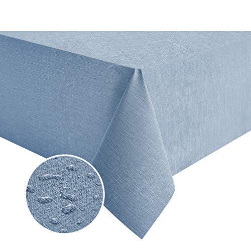 NLMUVW 48 Inch Square Vinyl Tablecloth, Heavy Duty PVC Table Cloth Small Table Cover Waterproof Wipde Clean for Kitchen Dining Picnic, Blue, 48 x 48 inch - color: Blue, size: 48" x 48" (Square)