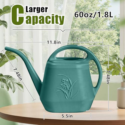 Plastic Watering Can - 1/2 Gallon - Green | With Long Spout for Watering-Home Indoor and Outdoor Garden - color: Green