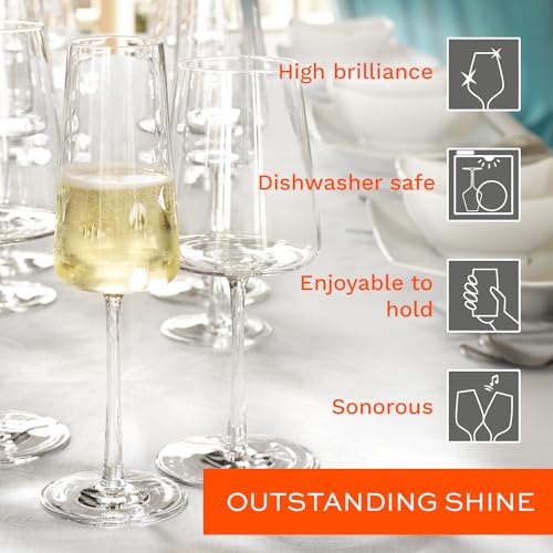 Stölzle Lausitz Champagne Glasses Power 4-Piece Set 8 oz – Elegant Flutes Ideal for Prosecco & Sparkling Wine – Crystal Champagne Glasses – Dishwasher- & Shockproof - size: 4 Pieces (1 Pack)