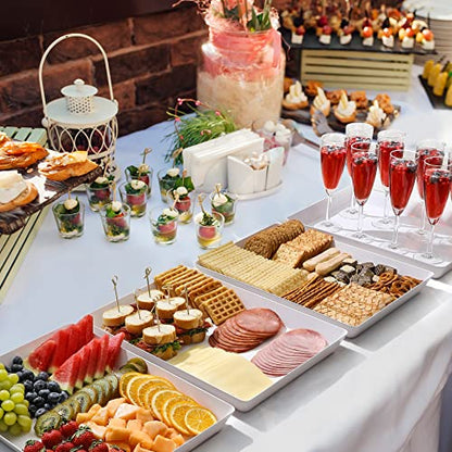 4-Pack Plastic 16" x 11" Large White Serving Trays Set - Reusable Serving Platters for Cookie, Appetizer, Charcuterie, Snack, Dessert, Party Food Display - Stackable Kitchen CounterTop Tray, BPA Free - size: 4 Pack - 16" x 11"