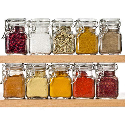 SPANLA Spice Jars, 24 Pack 4oz Small Glass Jars Spice Jars Herb Jars | Spice Herb Jars with Airtight Hinged Lids, 4oz Glass Jar with Labels Silicone Funnel Ideal for Spice Herbs Art Craft Storage - color: 24 Pack